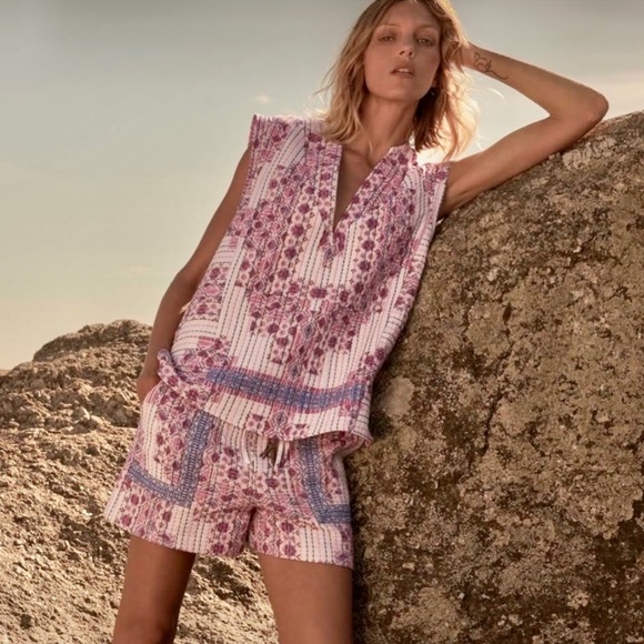 ZARA Quilted Patchwork Embroidered Shorts - Picture 2 of 2